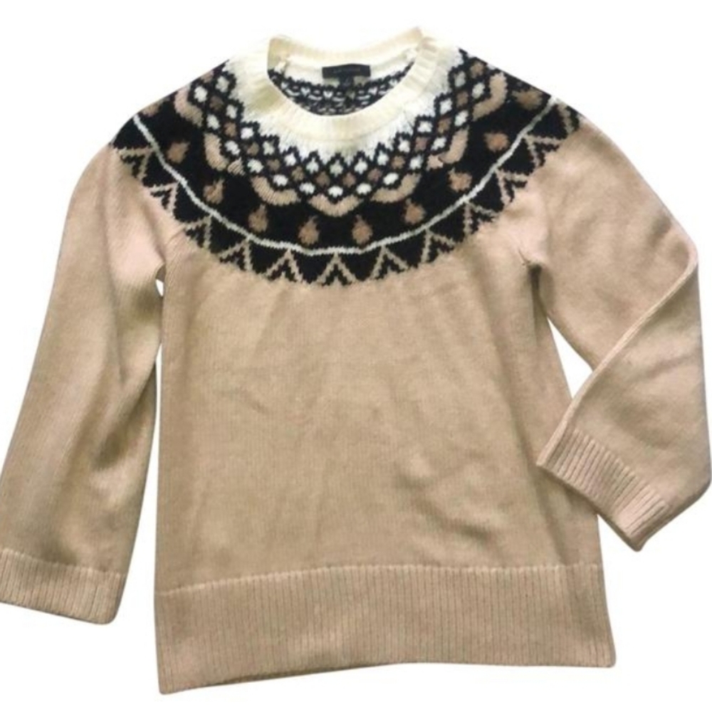 Ann Taylor Beige and Black Patterned Sweater